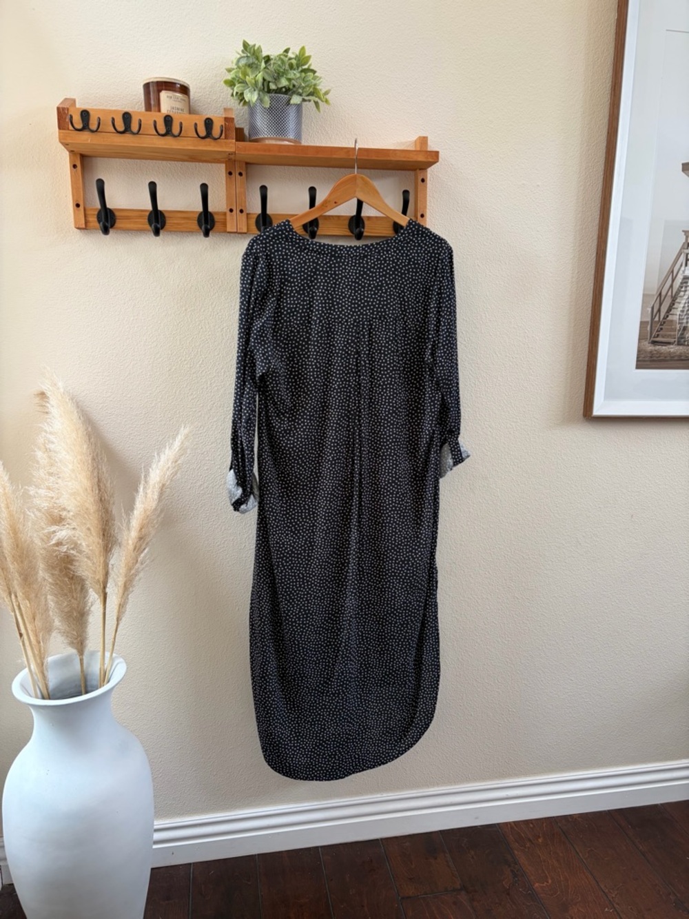 Alex & Lili Black Patterned Midi Shirt Dress - Picture 4 of 4